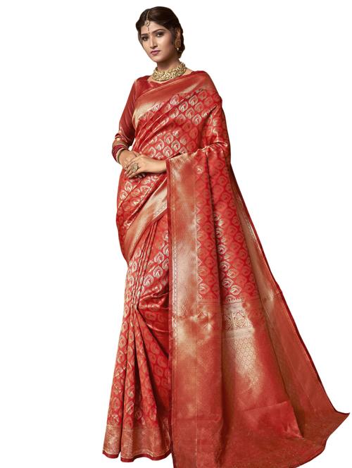 self design woven saree with blouse - 17125149 - Very Small Image - 1