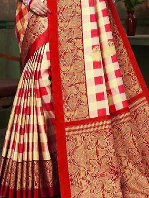 checkered mysore silk saree with blouse - 17125571 - Standard Image - 2