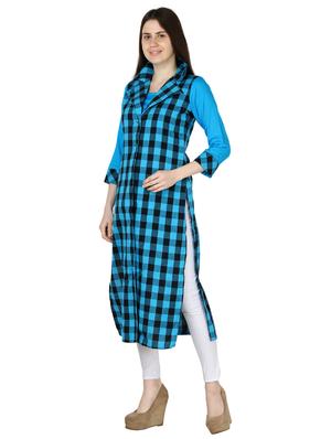 checkered straight kurta - 17125777 - Standard Image - 2