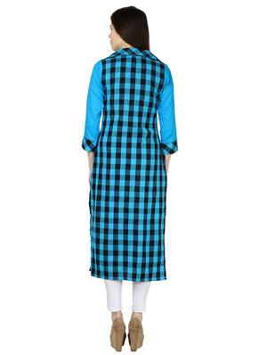 checkered straight kurta - 17125777 - Standard Image - 3