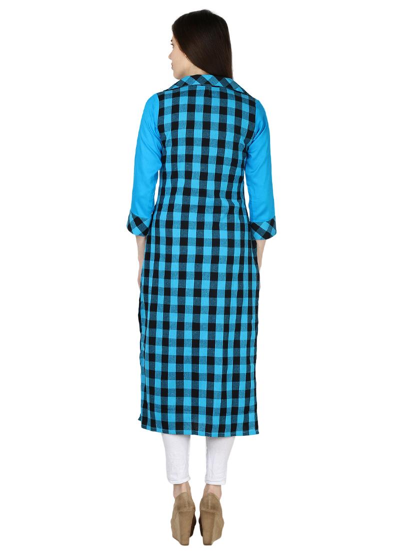 checkered straight kurta - 17125777 - Zoom Image - 3