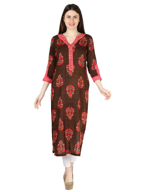 printed straight kurta - 17125781 - Standard Image - 1