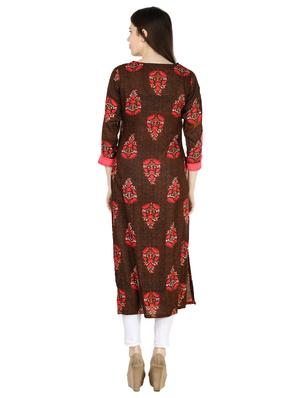 printed straight kurta - 17125781 - Standard Image - 3