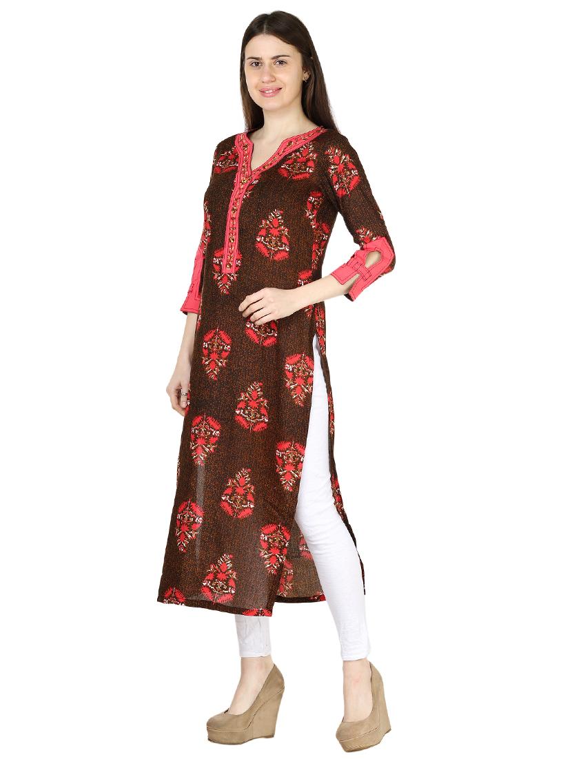 printed straight kurta - 17125781 - Zoom Image - 2