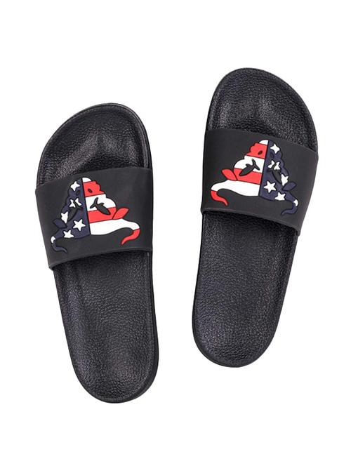 black rubber slip on flip flops - 17126135 - Very Small Image - 1