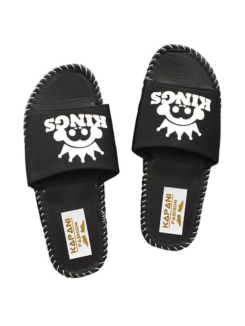 black rubber slip on flip flops - 17126176 - Standard Image - 1