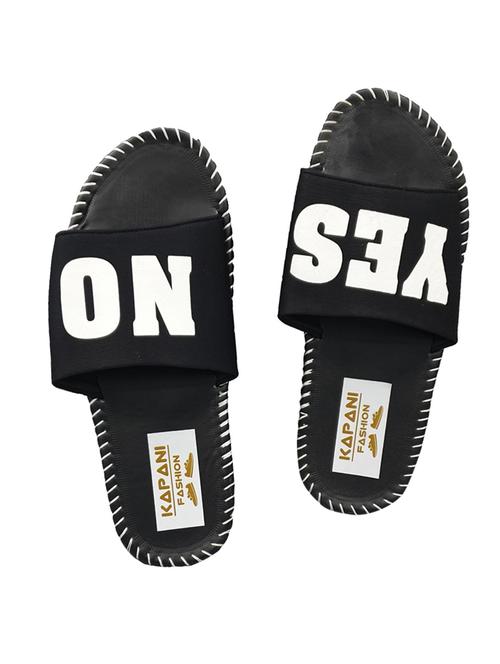 black rubber slip on flip flops - 17126190 - Standard Image - 1