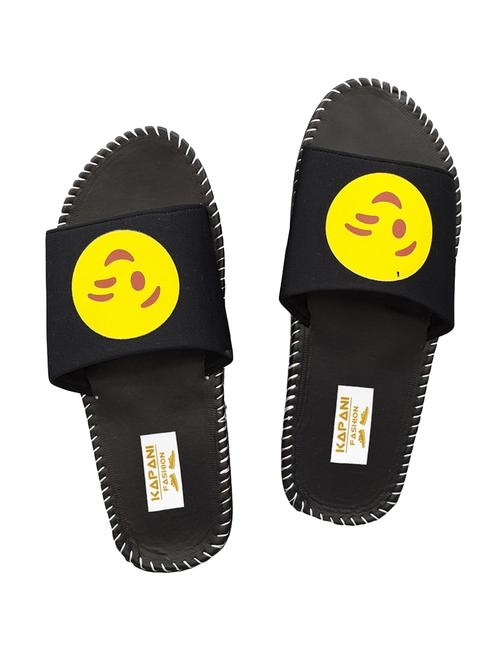 black rubber slip on flip flops - 17126196 - Standard Image - 1