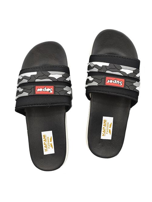 black rubber slip on flip flops - 17126202 - Standard Image - 1