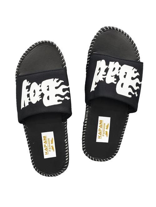 black rubber slip on flip flops - 17126214 - Very Small Image - 1