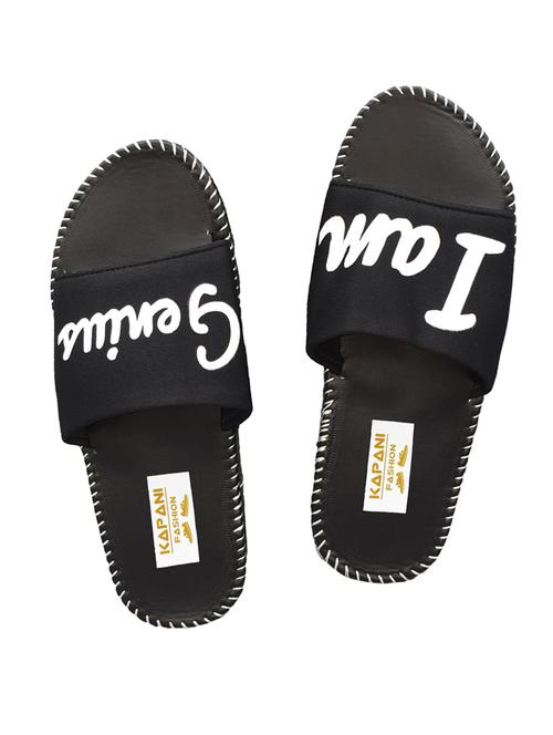 black rubber slip on flip flops - 17126216 - Standard Image - 1