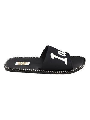 black rubber slip on flip flops - 17126216 - Standard Image - 3