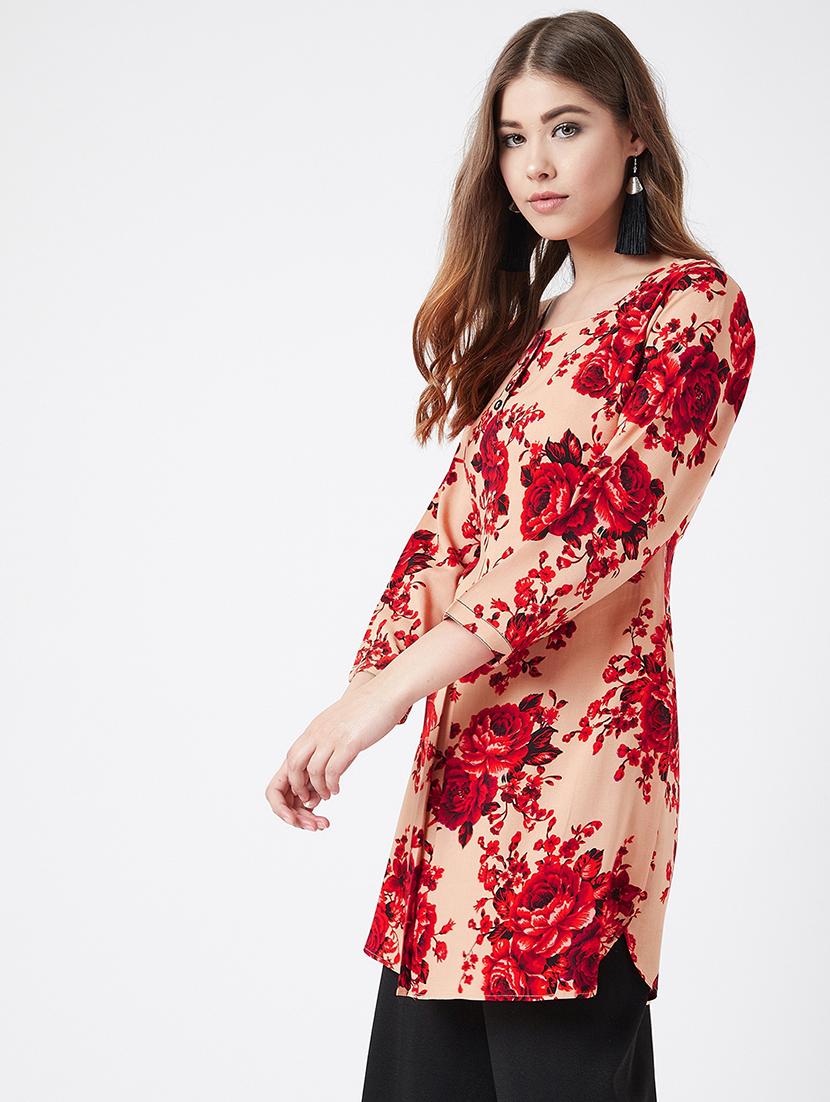 digital floral straight kurti - 17127060 - Zoom Image - 3