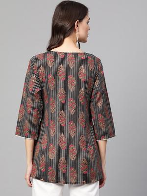 black cotton aline kurti - 17127259 - Standard Image - 3