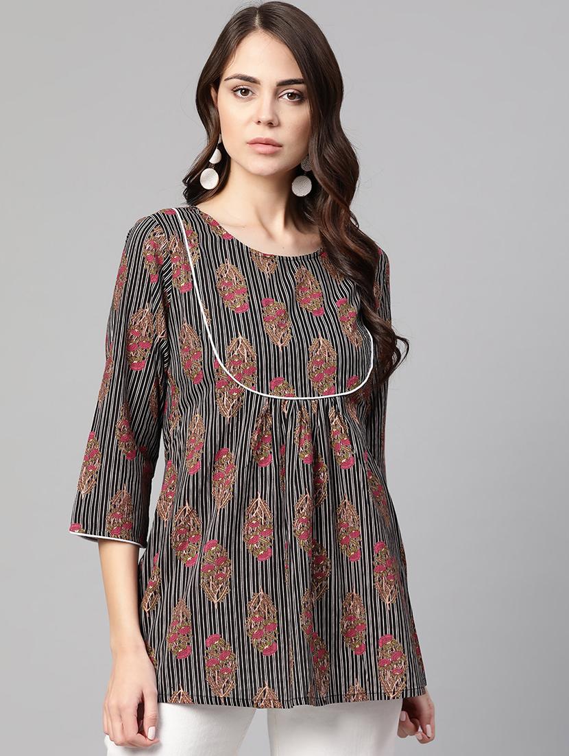 black cotton aline kurti - 17127259 - Zoom Image - 1