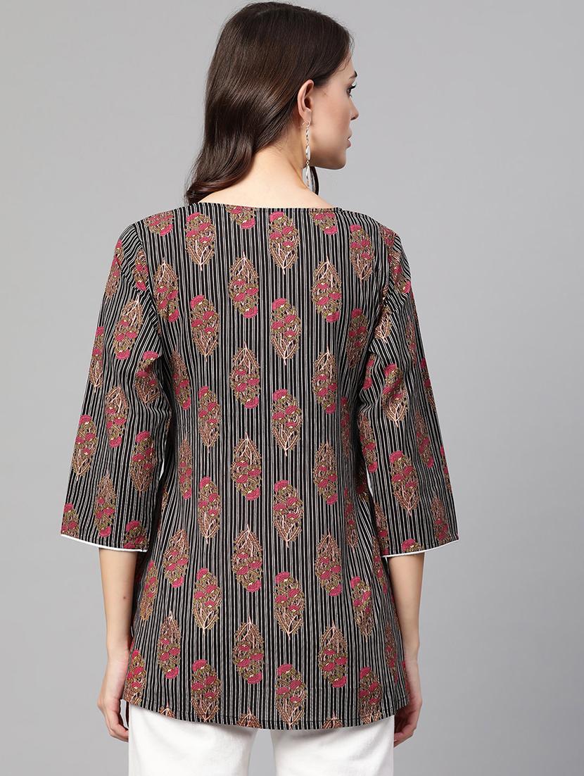 black cotton aline kurti - 17127259 - Zoom Image - 3