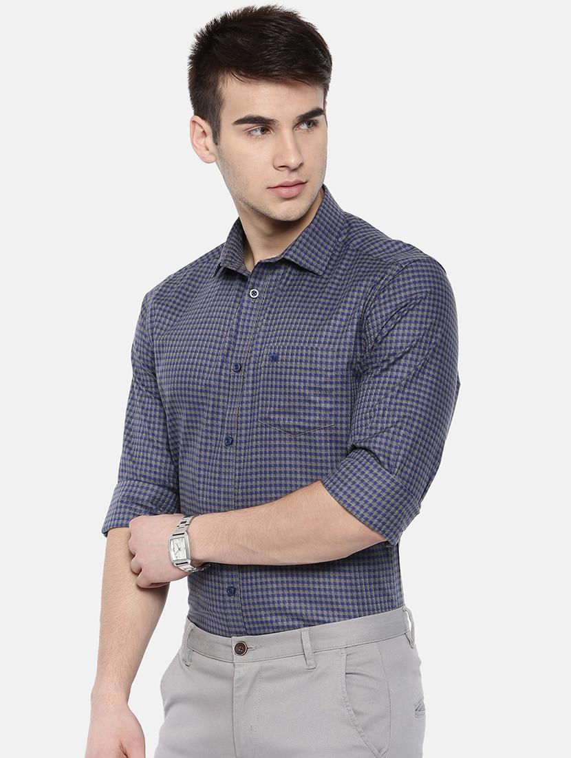 blue checkered formal shirt - 17127401 - Zoom Image - 2