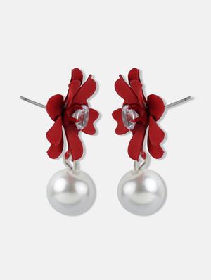 red metal drop earring - 17127957 - Standard Image - 3