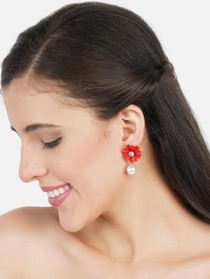 red metal drop earring - 17127957 - Standard Image - 4
