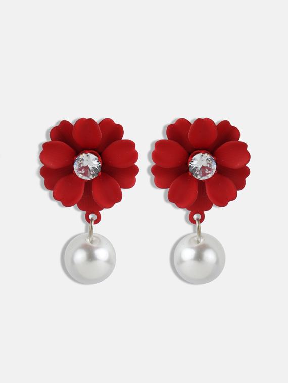red metal drop earring - 17127957 - Zoom Image - 2