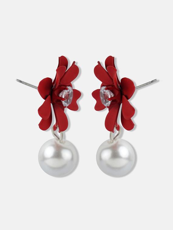 red metal drop earring - 17127957 - Zoom Image - 3