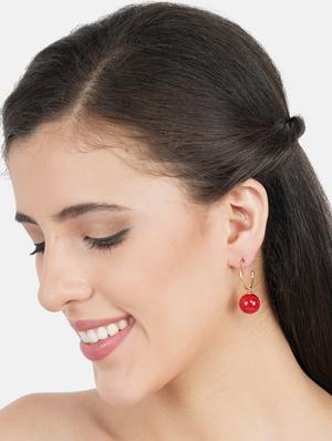 red metal hoop earring - 17127960 - Standard Image - 4
