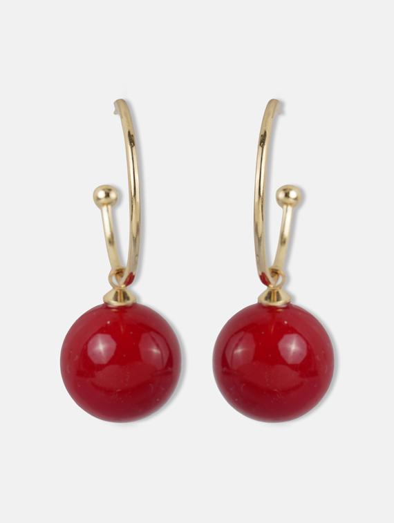 red metal hoop earring - 17127960 - Zoom Image - 3