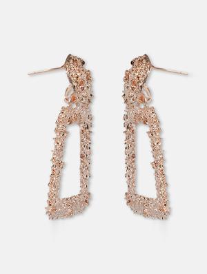 gold metal drop earring - 17127964 - Standard Image - 3