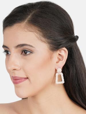 gold metal drop earring - 17127964 - Standard Image - 4