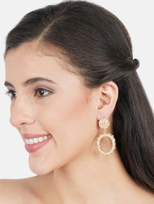 gold metal drop earring - 17127966 - Standard Image - 4