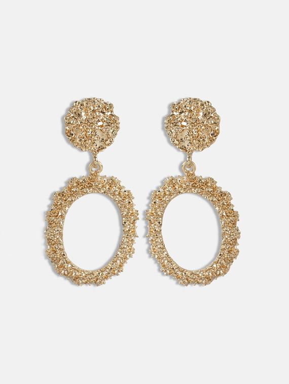 gold metal drop earring - 17127966 - Zoom Image - 2