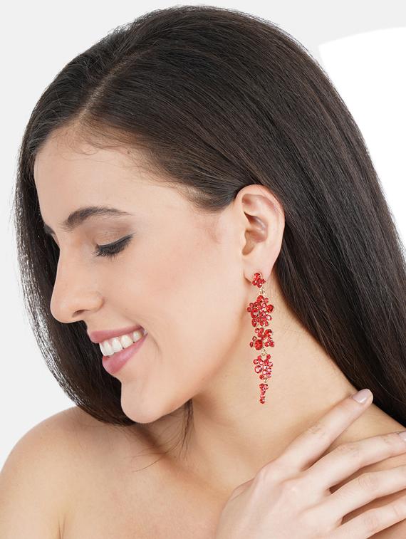 red crystal drop earring - 17127967 - Zoom Image - 4
