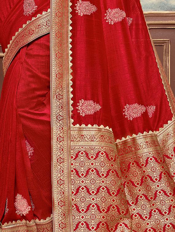 bordered embroidered saree with blouse - 17128187 - Zoom Image - 2