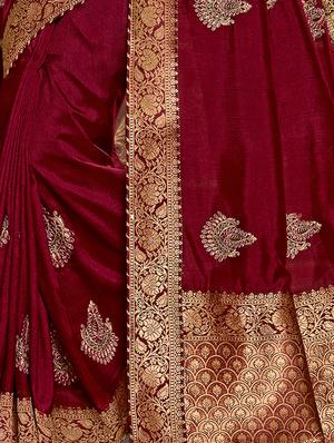 bordered embroidered saree with blouse - 17128198 - Standard Image - 2