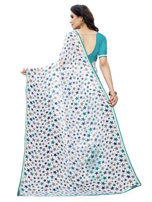 lace detail printed saree with blouse - 17128225 - Standard Image - 2