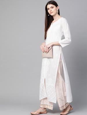 chikankari straight kurta - 17129051 - Standard Image - 2