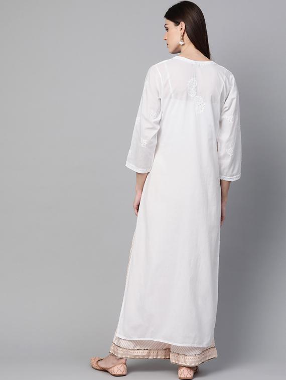 chikankari straight kurta - 17129051 - Zoom Image - 3