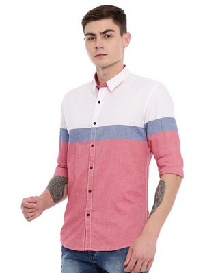 red color block casual shirt - 17129078 - Standard Image - 3