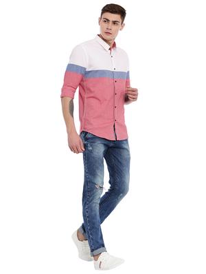red color block casual shirt - 17129078 - Standard Image - 5