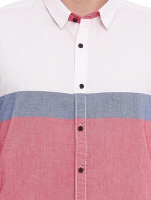 red color block casual shirt - 17129078 - Standard Image - 6