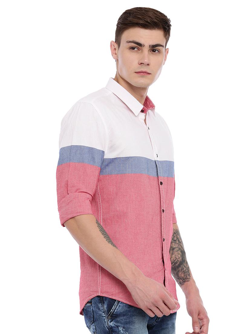 red color block casual shirt - 17129078 - Zoom Image - 2