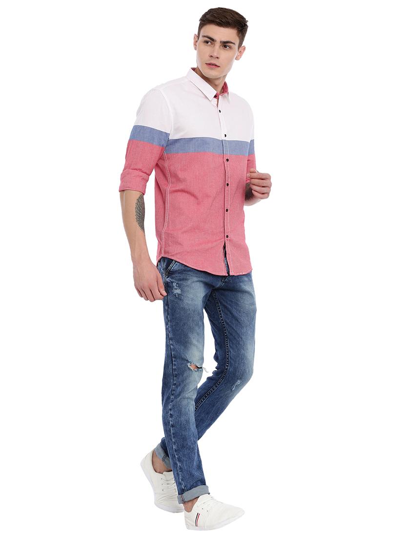 red color block casual shirt - 17129078 - Zoom Image - 5