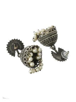 silver plated jhumka earring - 17129515 - Standard Image - 3