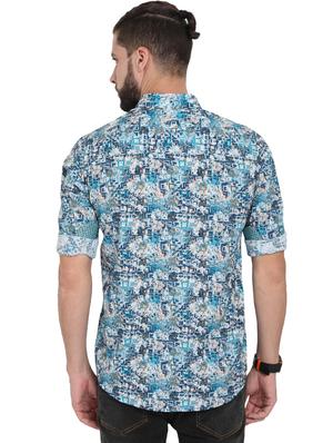 blue printed casual shirt - 17129860 - Standard Image - 3