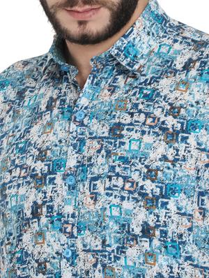 blue printed casual shirt - 17129860 - Standard Image - 5