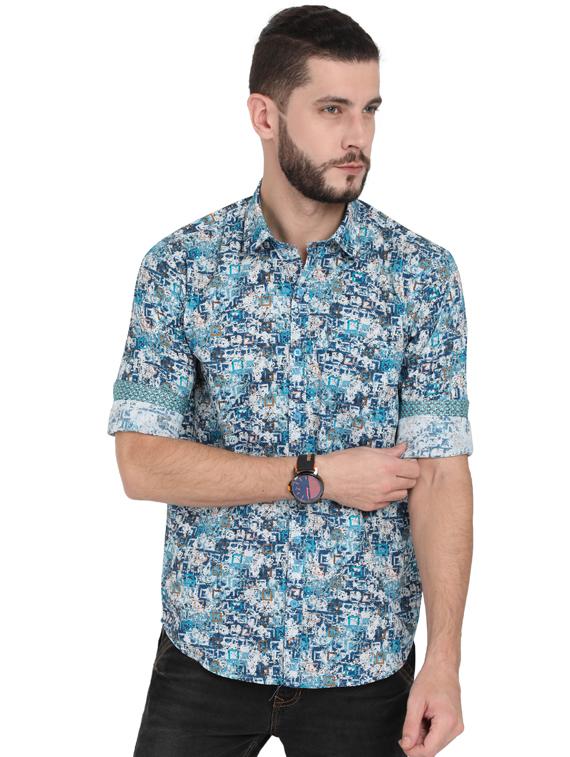 blue printed casual shirt - 17129860 - Zoom Image - 1