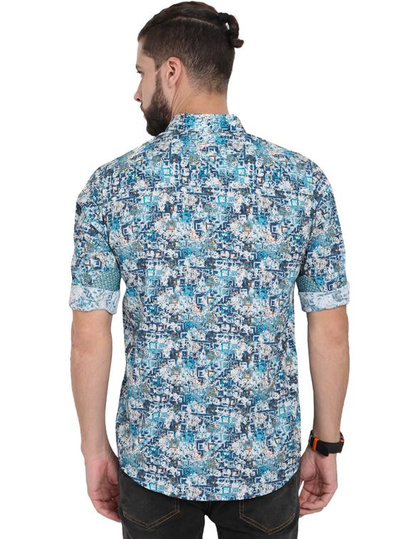 blue printed casual shirt - 17129860 - Zoom Image - 3