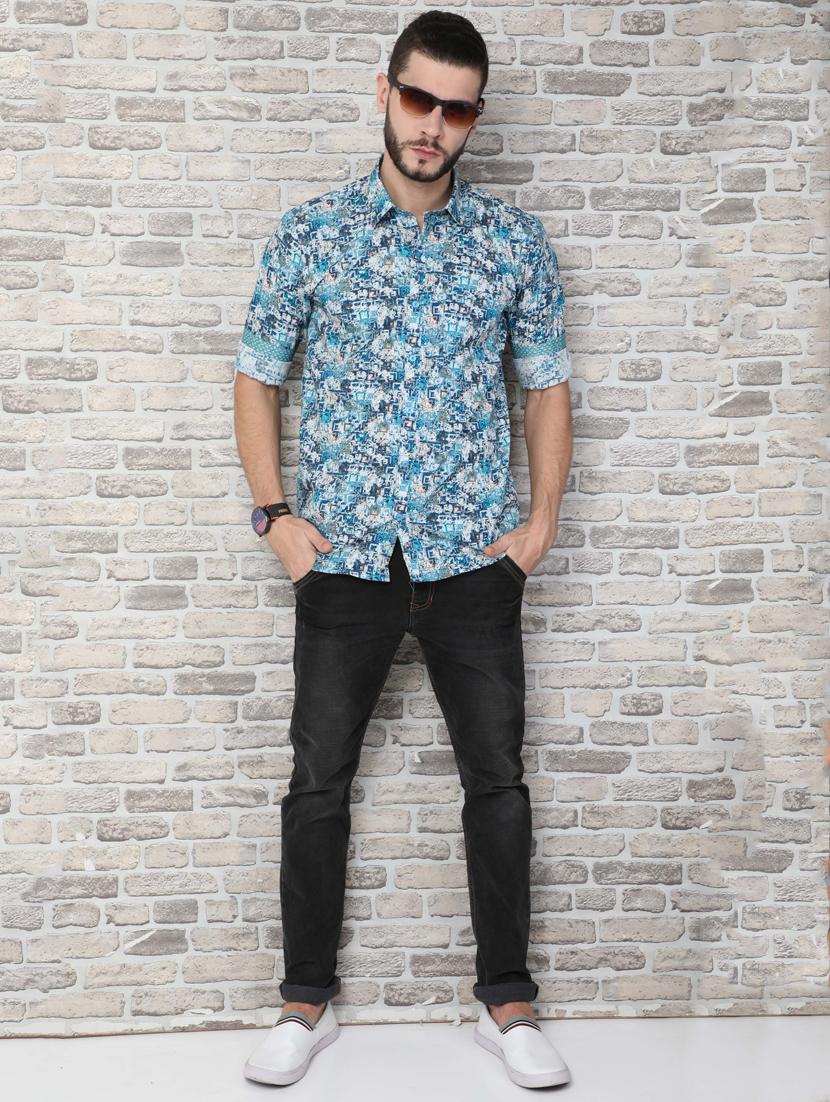 blue printed casual shirt - 17129860 - Zoom Image - 4