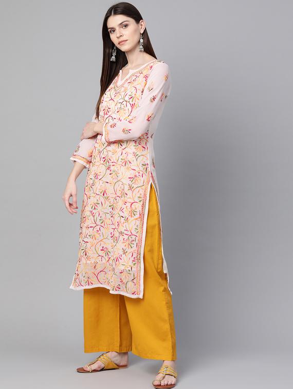 chikankari straight kurta - 17129885 - Zoom Image - 2