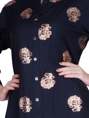foil print a-line kurta - 17129970 - Standard Image - 4
